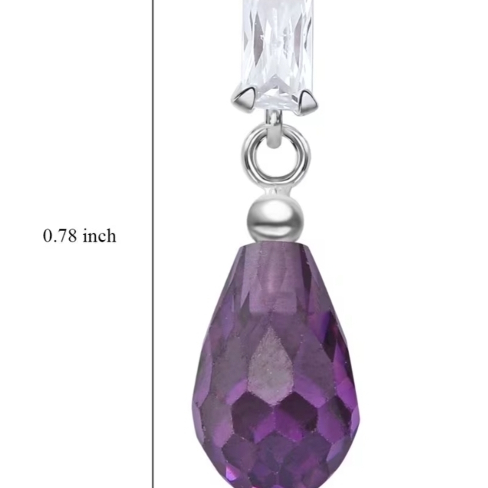 Simulated Purple and White Diamond 9.20 ctw Earrings in Sterling Silver, NWT! - Picture 2 of 5